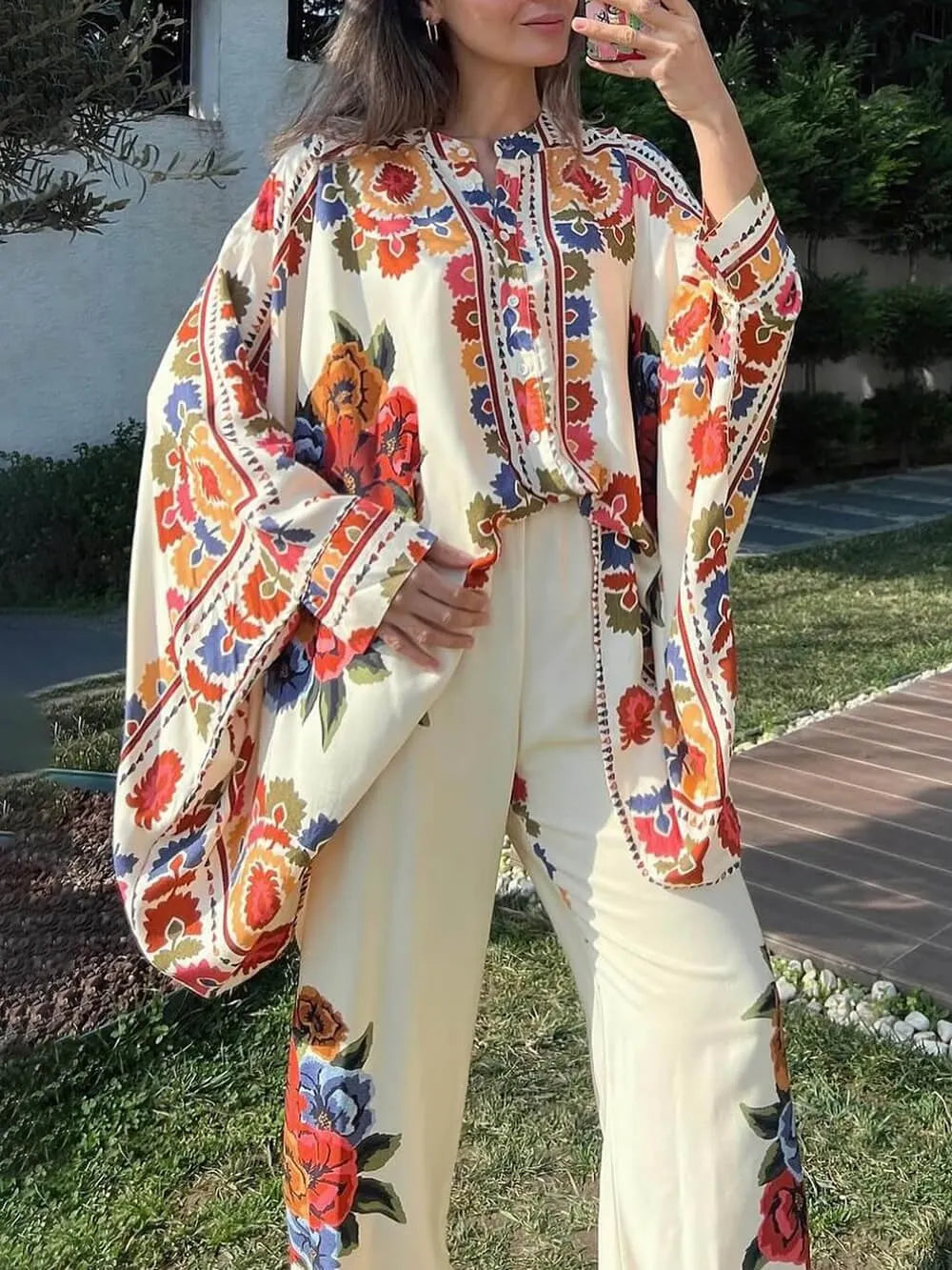 Women's Printed Set Two Piece Suit Set