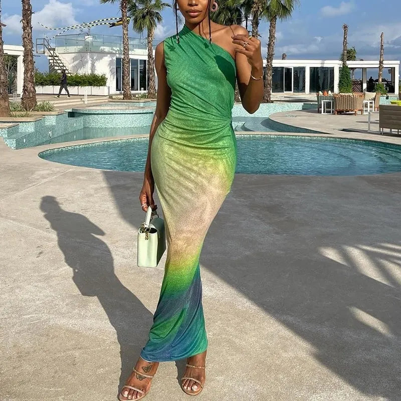 Sleeveless gradient maxi dress
