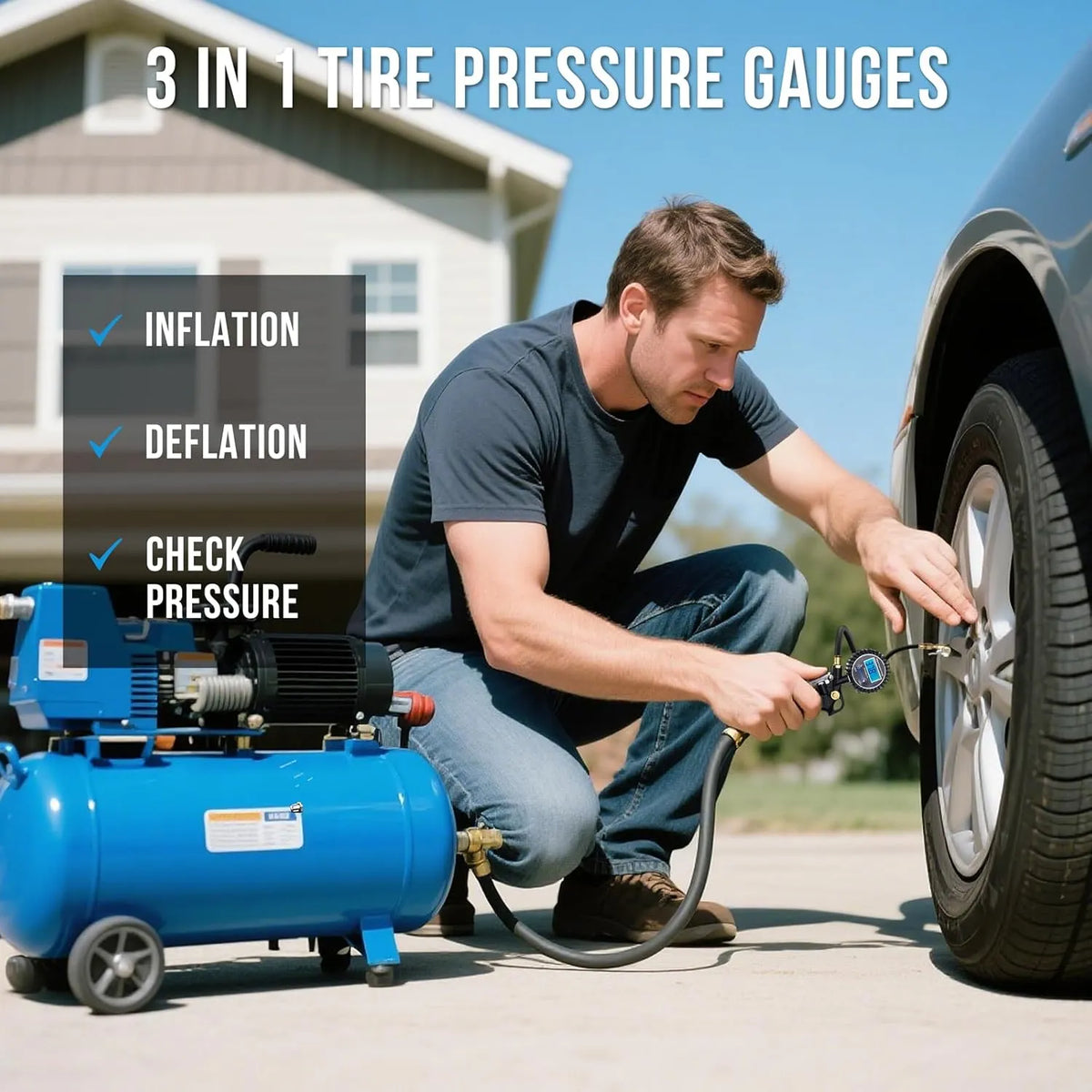 🎉🛠️🚗 High Precision Digital Tire Inflator Pressure Gauge | 3-in-1 Inflate Deflate Check Tire Tool