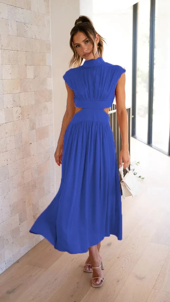 Cutout Waist Pocketed Vacation Midi/Mixi Dress