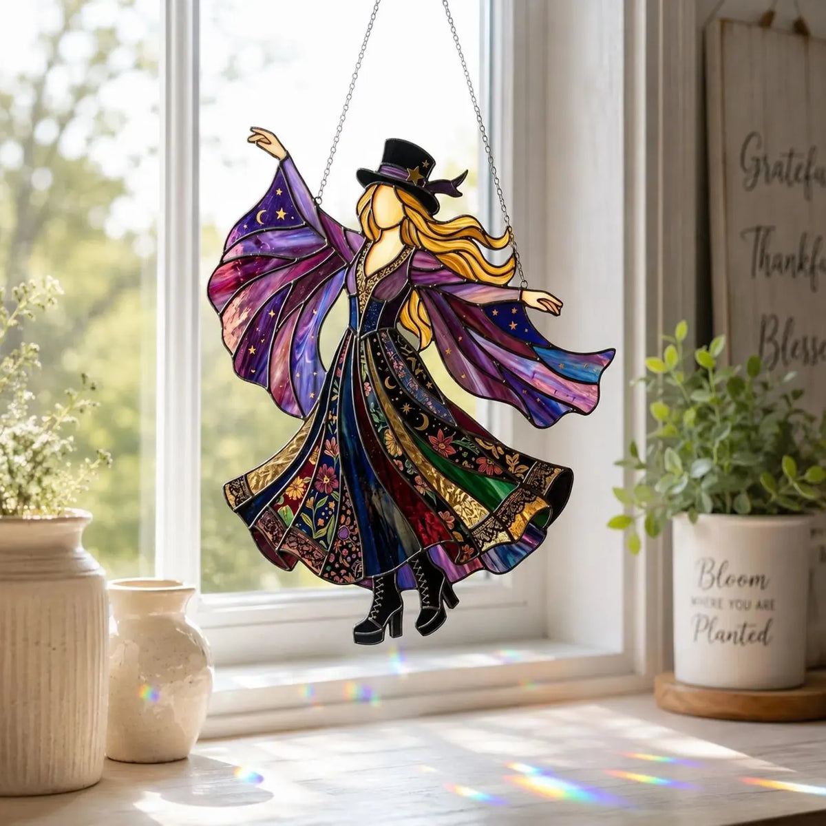🔥LAST DAY 59% OFF -💃Stevie Nicks🤘 Handmade Stained Glass Spinner