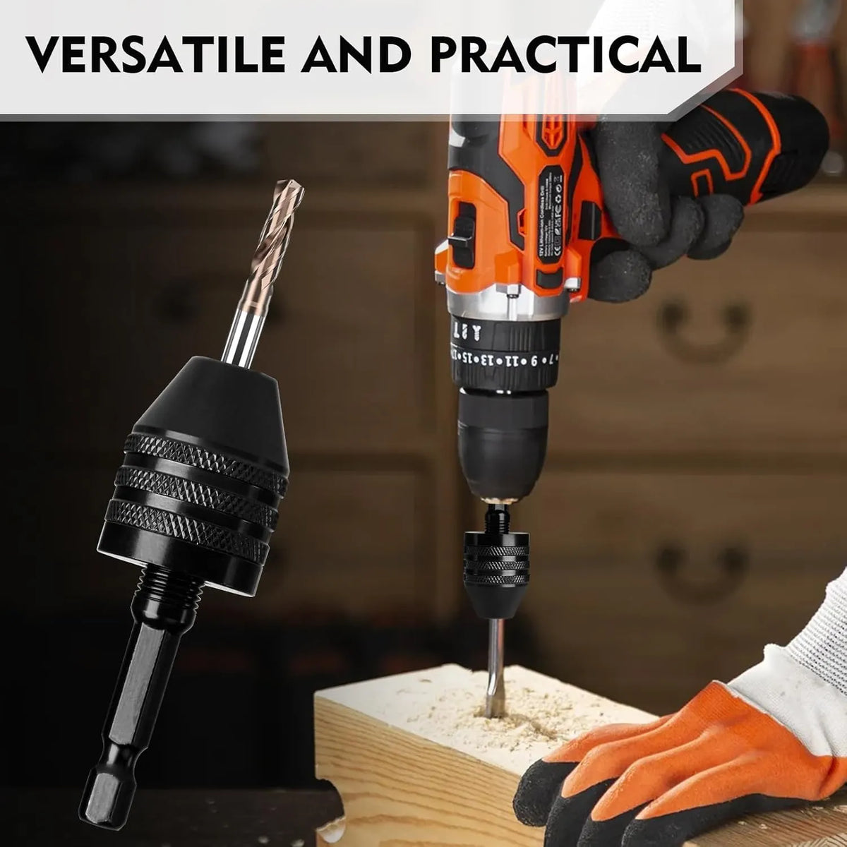 🔥HOT SALE🔥3-Piece Keyless Drill Chuck Adapter Set, 0.3-3.6mm and 0.6-8mm for Impact Drivers and Power Drills