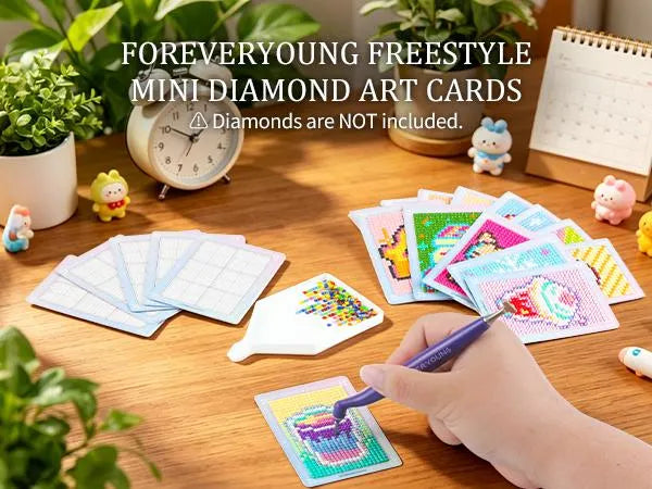 Turn Leftover Drills Into Art | Freestyle Mini Diamond Art Cards, 30PCS Cute Pixel DIY Craft Cards for Diamond Painting Lovers