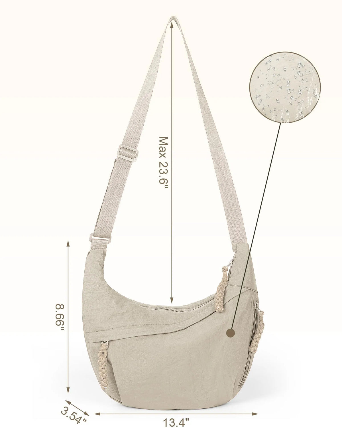 Women's Fashion Plain Color Nylon Crossbody Hobo Bag