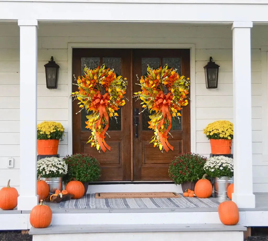 French Berries orange brown swag wreath