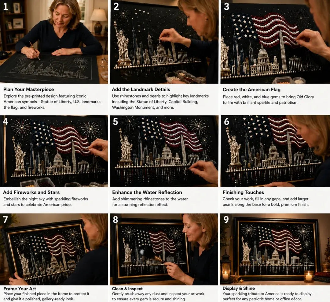 🦅America 250th Anniversary Pearl Art Kit – Stars & Stripes Skyline Limited Edition (Buy 2 Free Shipping)