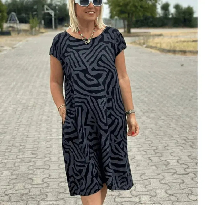 Zebra Flow Dress: Unleash Wild Boho Elegance with Effortless Style