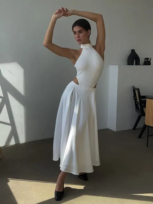 Elegant High Waist Satin Long Skirt