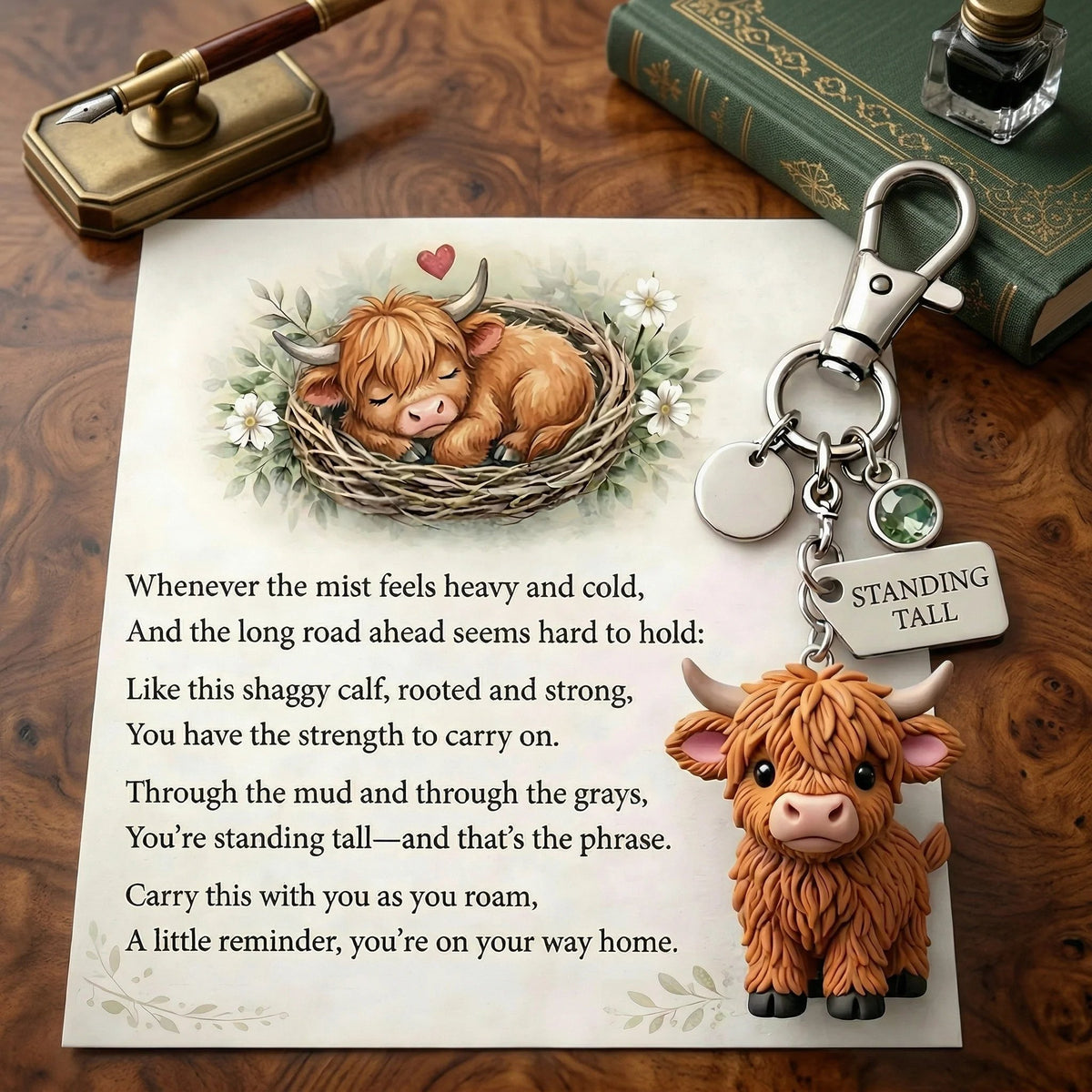 🔥 HOT SALE 🔥🐮A Little Highland Cow For You Keychain: Your Daily Reminder of Quiet Strength