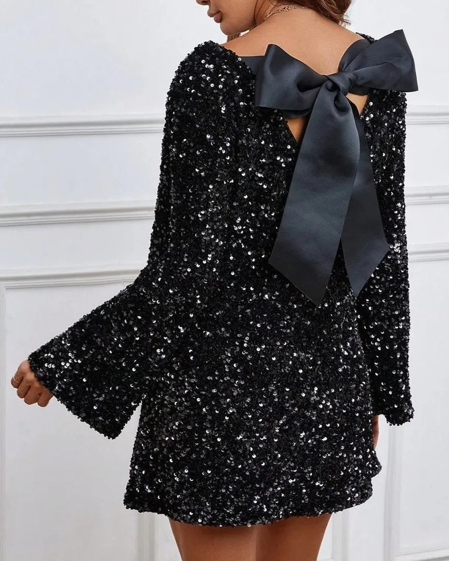 Sequin Bow Party Dress