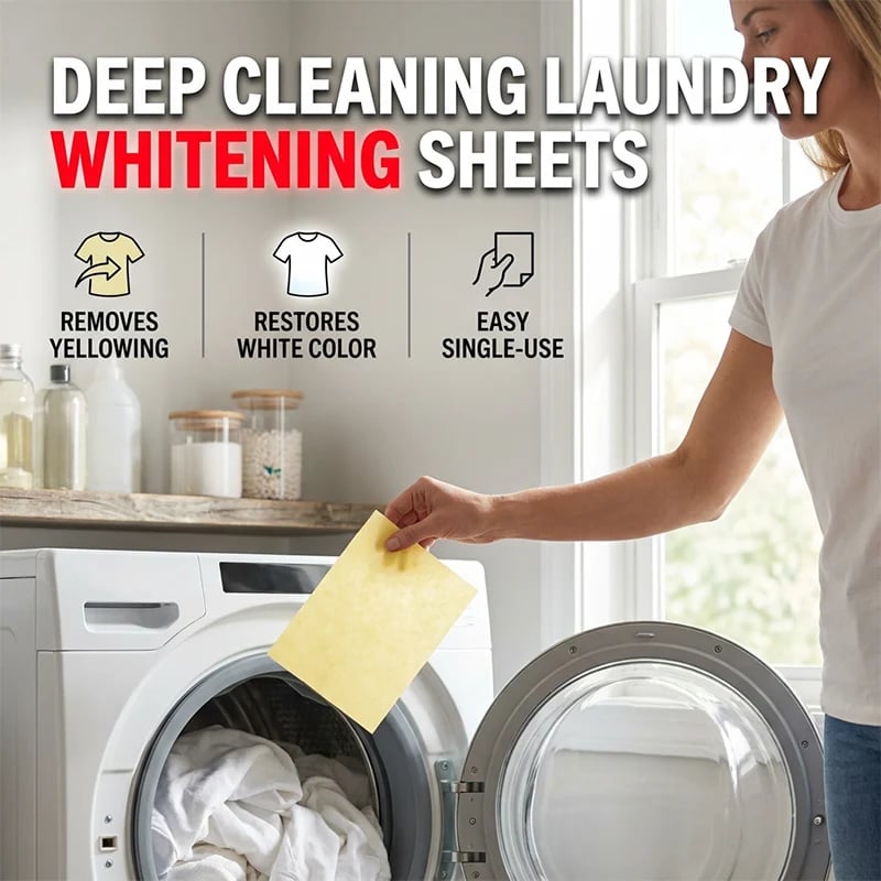 🎉🔥💥 Deep Cleaning Laundry Whitening Sheets ✨🧺 Powerful Stain Remover Brightening Fabric Laundry Cleaning Sheets