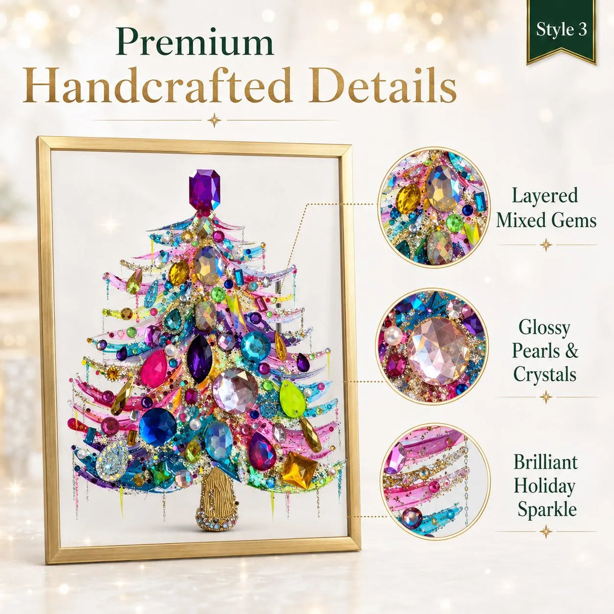 🎉🎄diy Jeweled 3D Christmas Tree Framed Art — Fill Your Home with Sparkling Holiday Magic! ✨💎