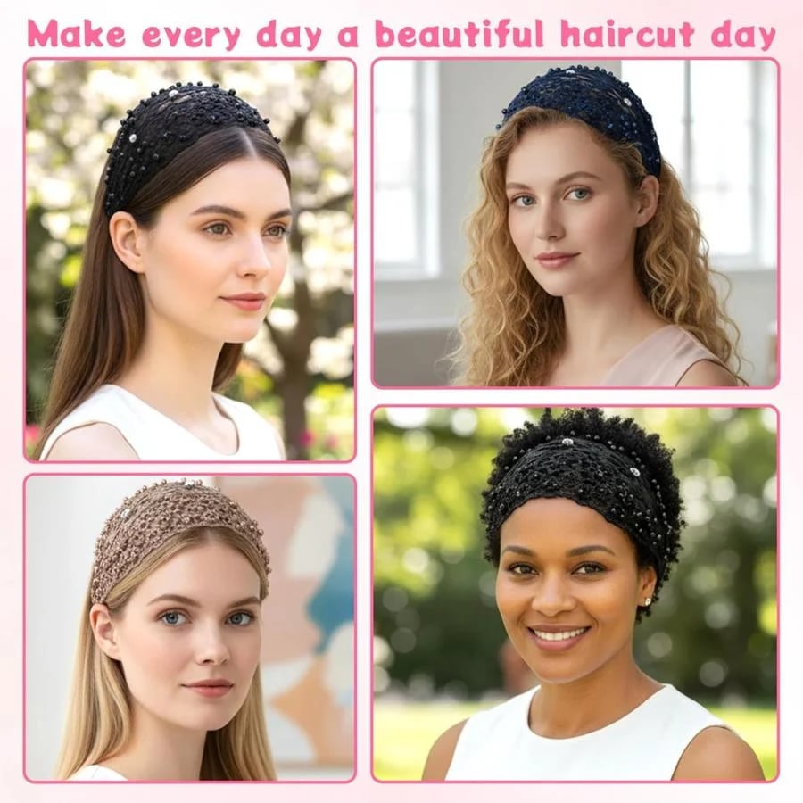 🔥 HOT SALE 🔥✨Plum Blossom Hollow Beaded Wide Headband