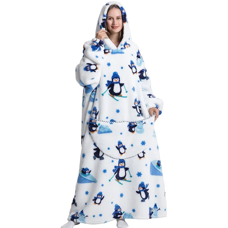 Cute Cartoon Print Hoodie Blanket