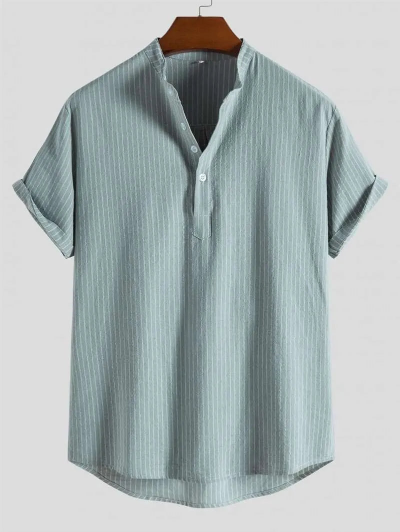 🔥Men's New Striped Linen Short Sleeve Shirt-BUY 2 FREE SHIPPING