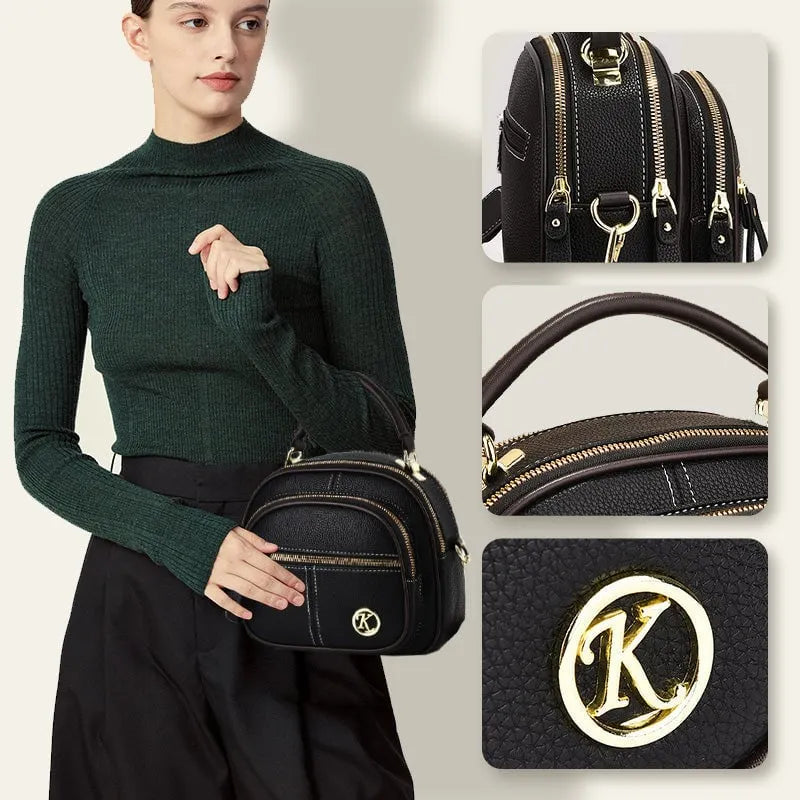 Multifunctional Compartments Adjustable Leather Crossbody Bag