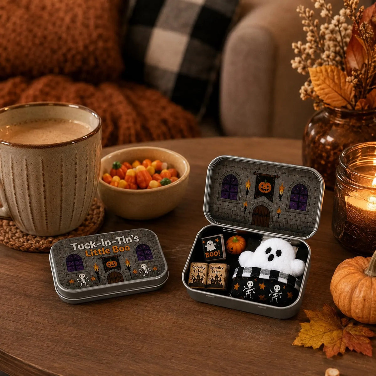 🔥HOT SALE🔥Halloween Mini Ghost Tin Box Set - Cute Spooky Halloween Travel Figurine