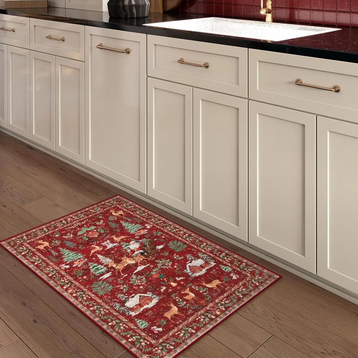 🔥LAST DAY 49% OFF🦌🎄🎅⚡Christmas Deer Santa Long Rug