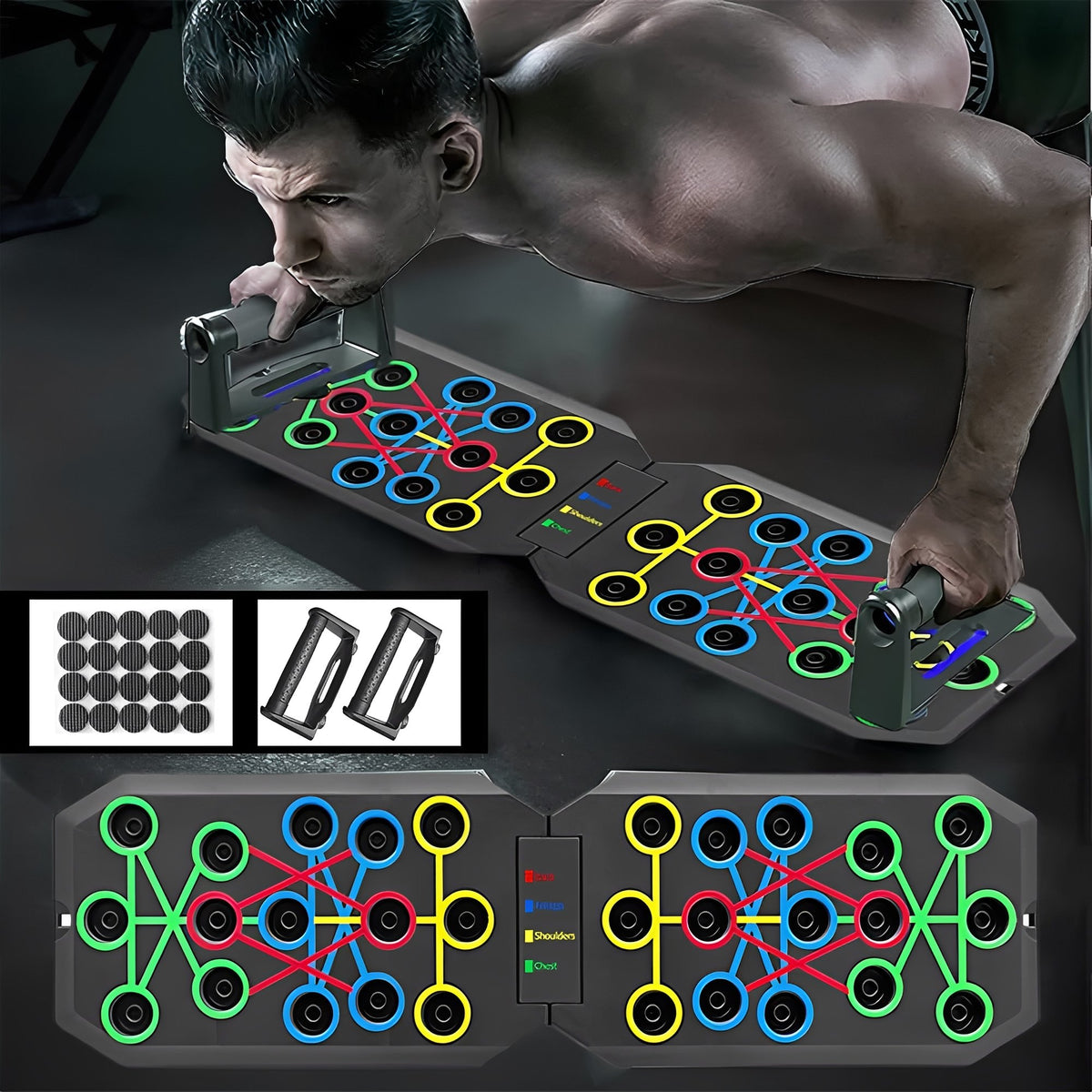 🎉Enhanced Push-up Board Fitness Kit with 30 Holes-Portable Home Exercise Equipment