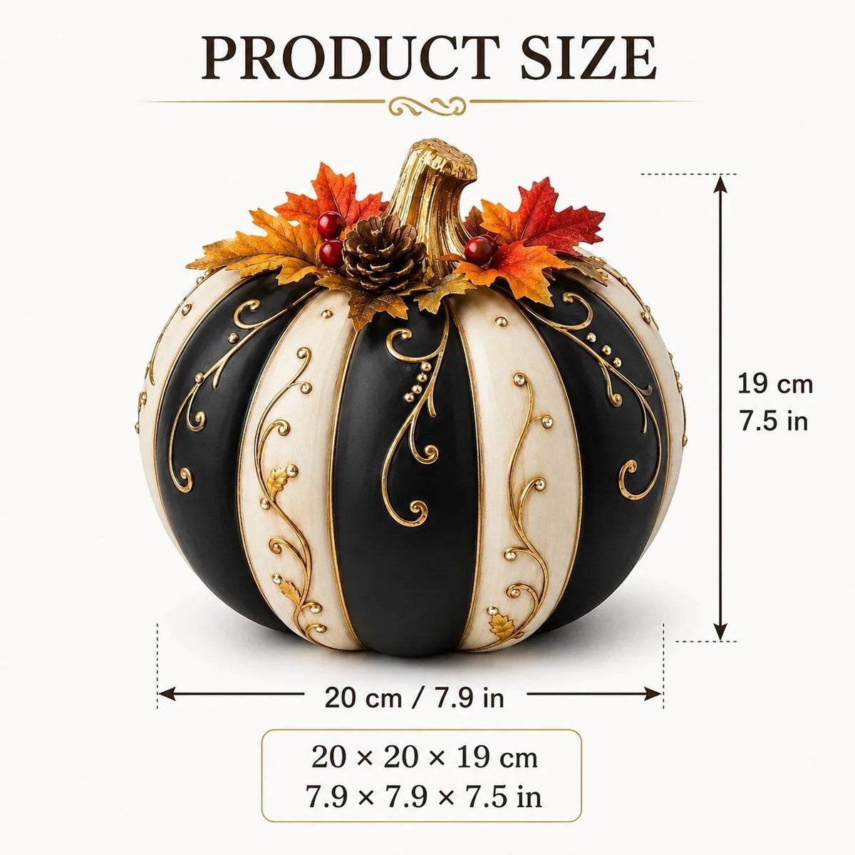 🎉Lighted Black & Ivory Pumpkin Decor with Remote