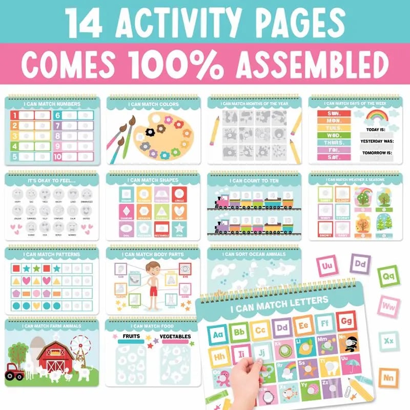 "My First Busy Book" Montessori Interactive Quiet Book, Screen-Free Educational Travel Activity Book for Toddlers 3-8