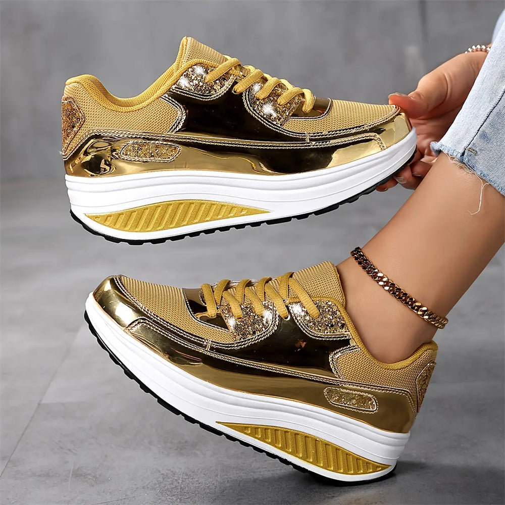 Women’s Trendy Casual Sparkling Style Platform Sneakers