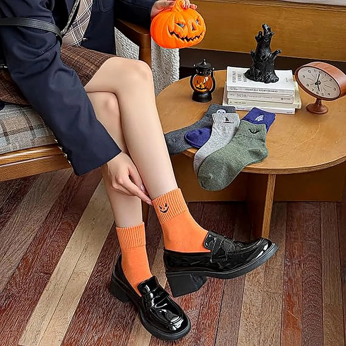 🎉5 Pairs Halloween Embroidered Ankle Socks 🎃