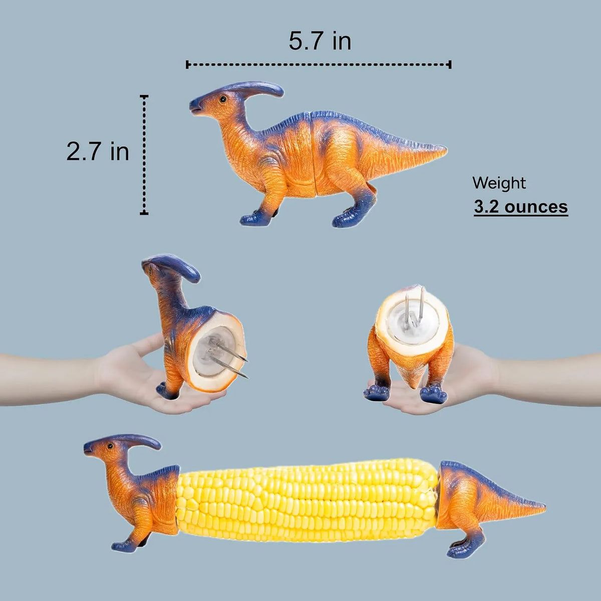 🦕💥2026 New Dinosaur Corn Holders for Corn On The Cob - Funny Corn Cob Holder for Kids and Adults with Stainless Steel Prongs
