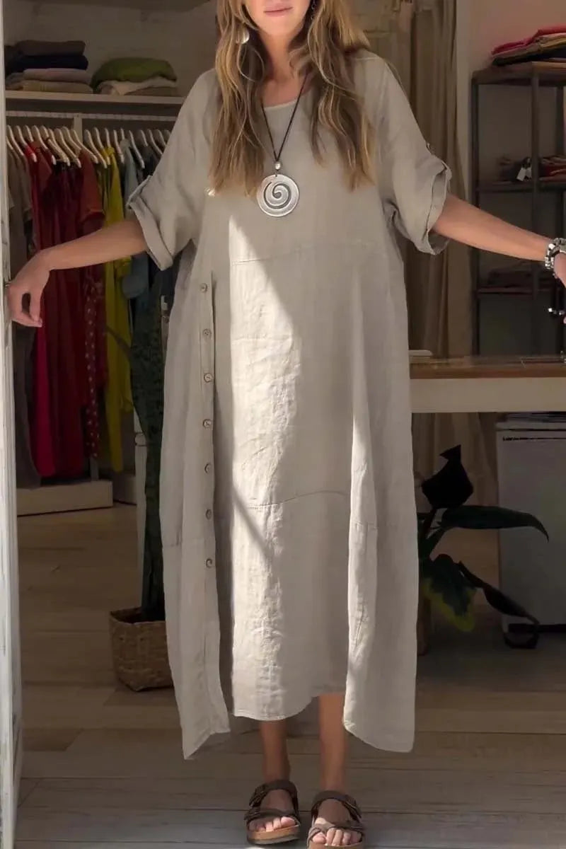 Cotton and linen loose long dress