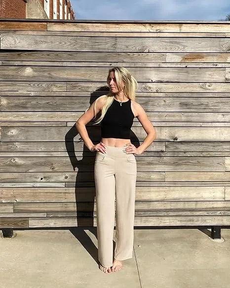 Woman's Stretch Wide Leg Pants Yoga Pants with Pockets