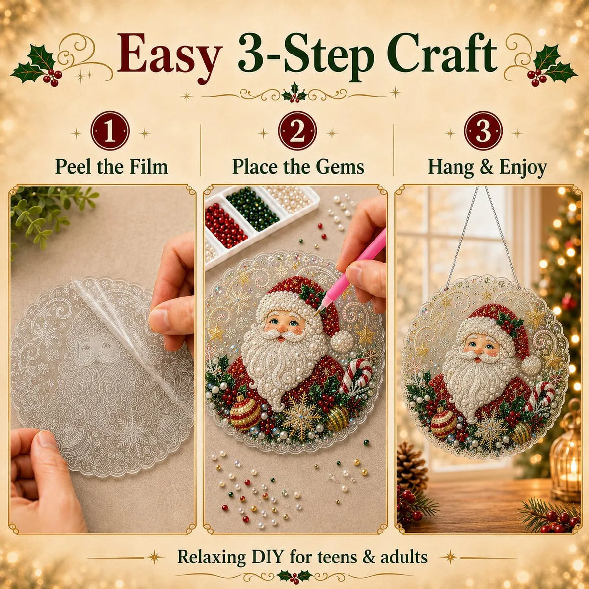 🎉🎅 Acrylic Christmas Diamond Ornament Kit — Create a Sparkling Holiday Decoration! ✨
