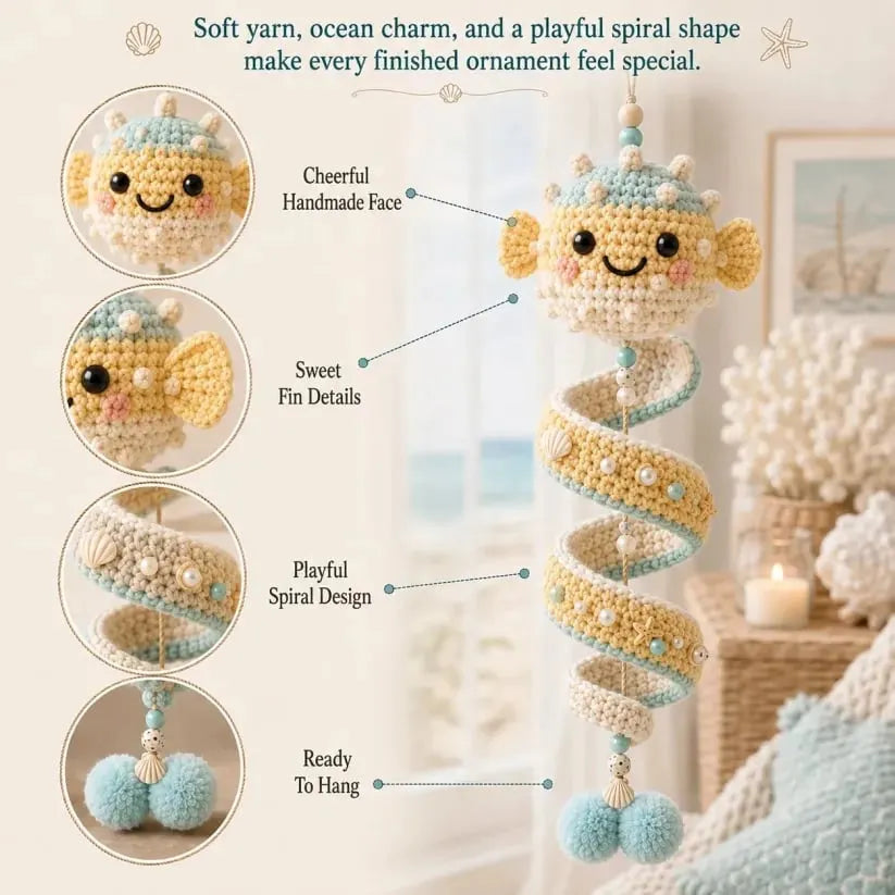 🔥 HOT SALE 🔥⏳ Last Day 49% OFF – 🌊 Beginner-Friendly Ocean Animal Spiral Crochet Hanging Ornament Kit | Complete Kit with All Tools & Step-by-Step Guide Included 💕