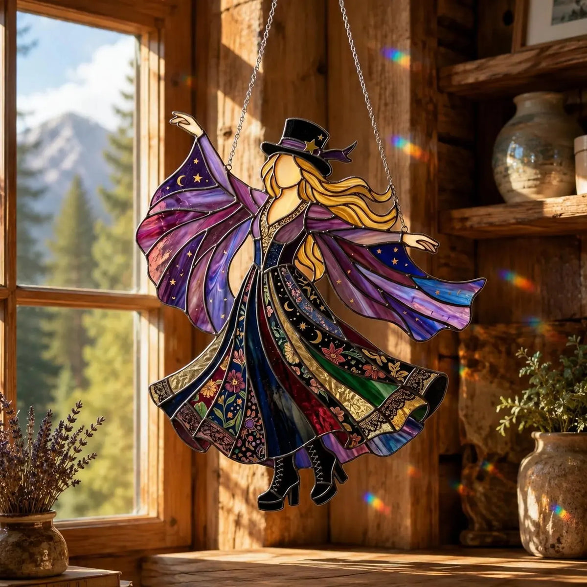 🔥LAST DAY 59% OFF -💃Stevie Nicks🤘 Handmade Stained Glass Spinner