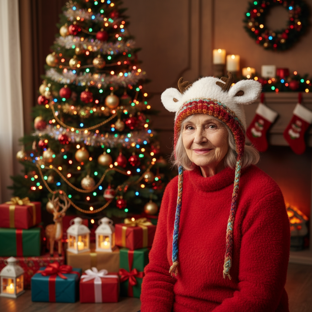 🎄🦌Handmade Knitted Christmas Antler 2-in-1 (Hat/Handbag)🧶2
