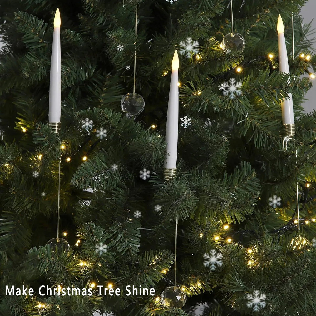 🎉🎄Christmas Tree Led Candles with Clear Crystal Ball Hook