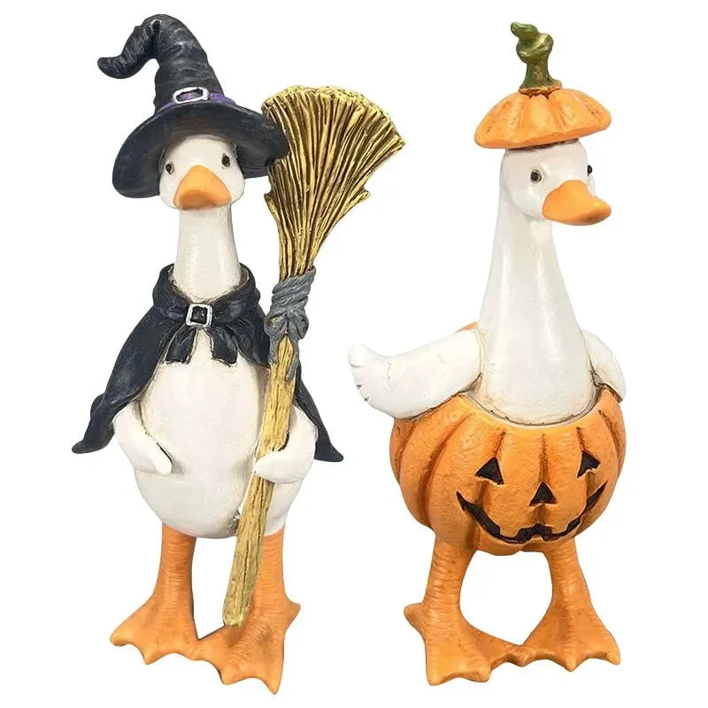 🔥 HOT SALE 🔥🎃BORING HALLOWEEN DECOR?🎃 Spooky Duck Set – Hand-Painted, 5 Characters, Weather-Resistant – For Shelves, Desks & Outdoors! 🦇