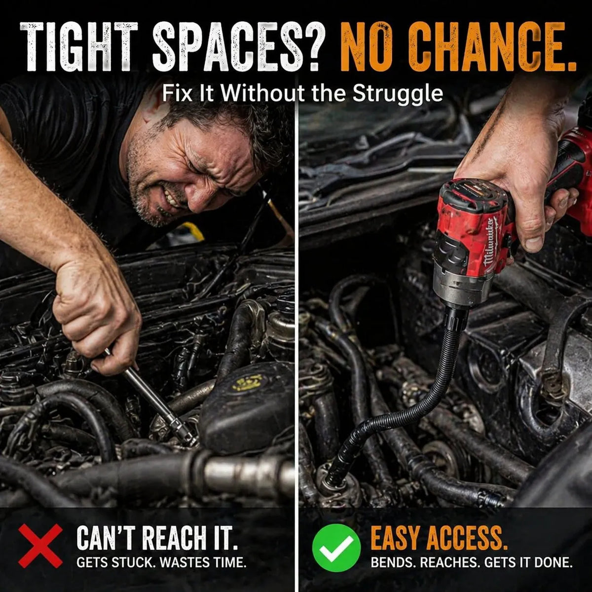 🔥 HOT SALE 🔥🔥 🔧🌀 1/2" Flexible Socket Extension Bar! Conquer Tight Spaces in Seconds🔩🚗