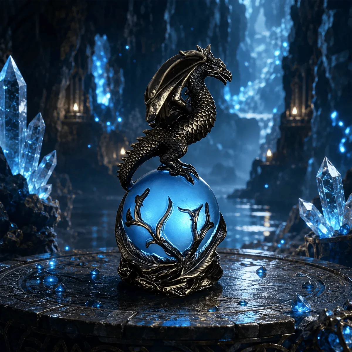🎉🔮Gothic Dragon LED Crystal Ball Lamp for Dark Aesthetic Decor