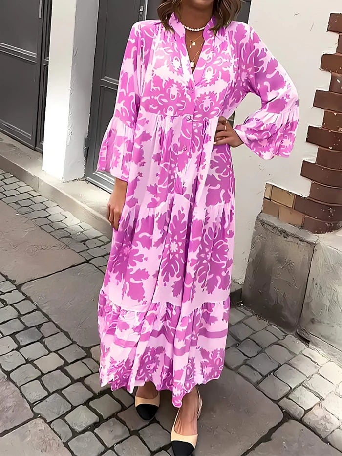🌸 Seasonal Dress 49% OFF 🌸 Maxi Dress with Bohemian Print