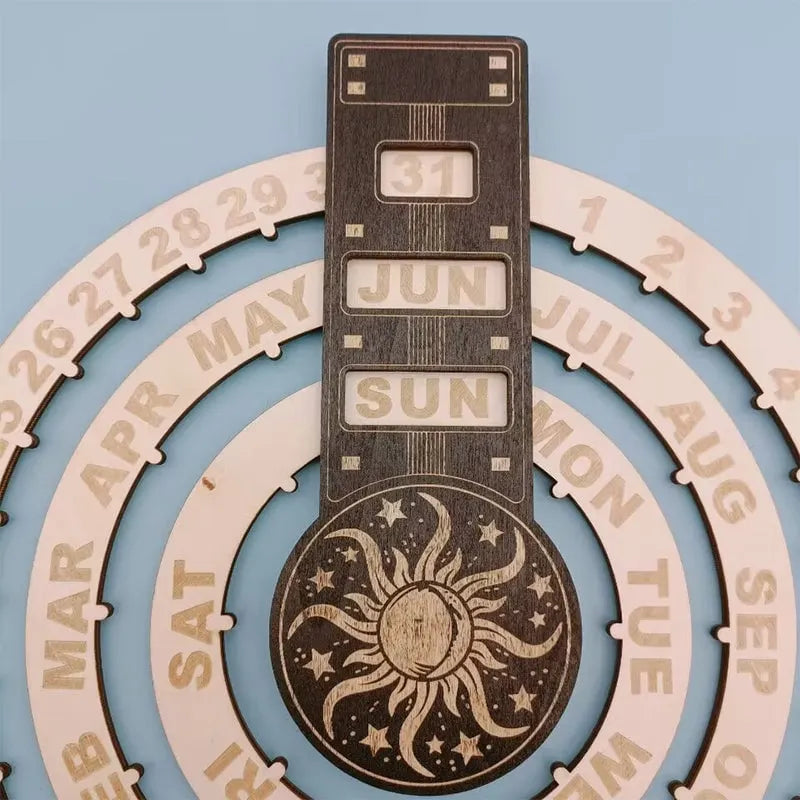Wooden Rotating Circular Perpetual Calendar