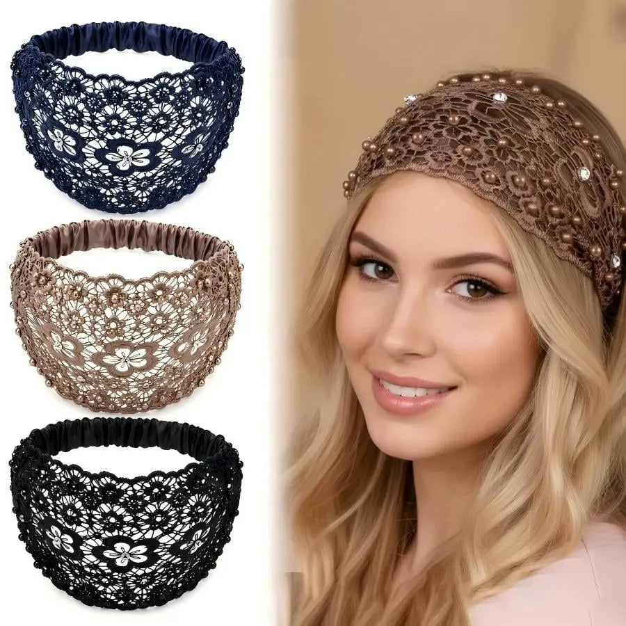 🔥 HOT SALE 🔥✨Plum Blossom Hollow Beaded Wide Headband