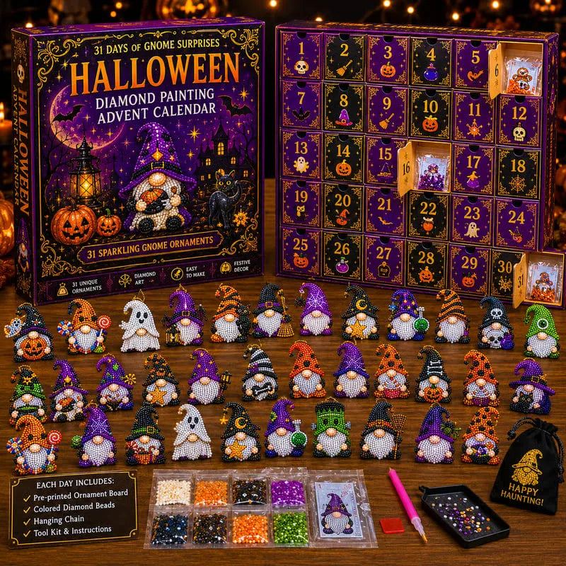🔥HOT SALE🔥 31 Days of Gnome Surprises Halloween Diamond Painting Advent Calendar