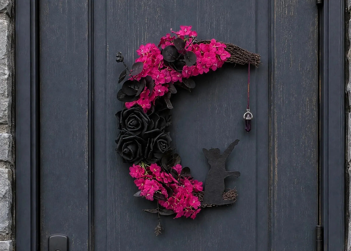 🎉49% OFF - 🐈‍⬛🌙Handmade Halloween Cat Wreath(📦Buy 2 Free Shipping)