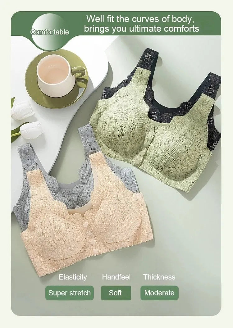 ✨SALE 49% 🔥🔥🔥– Plus Size Zero Feel Lace Full Coverage Front Closure Bra