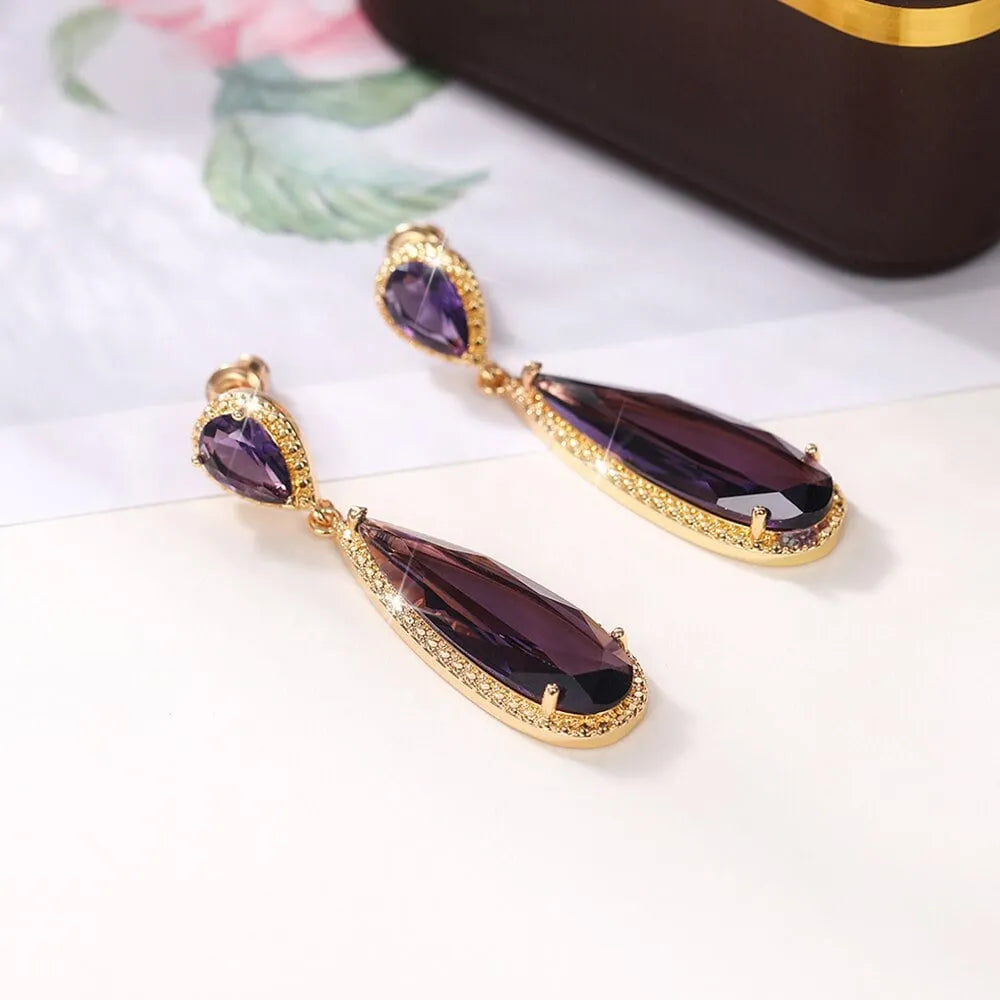 Luxury Large Pear Crystal Drop Earrings