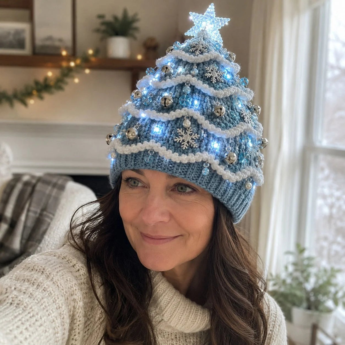 🎉🎄Beginner-Friendly Light-Up Christmas Tree Crochet Hat DIY Kit | Complete Kit with Coordinated Yarn, LED Lights & Step-by-Step Guide Included 💕
