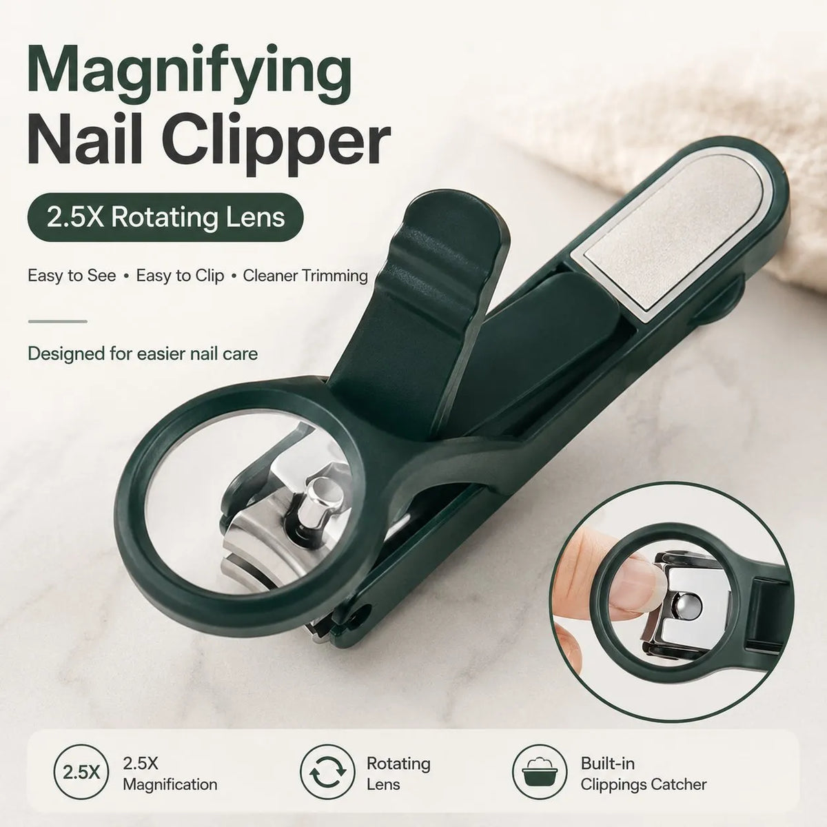 🔥HOT SALE🔥🔍 Precision Magnifying Nail Clipper — See Every Trim Clearly for Safer, Easier Nail Care! ✂️✨