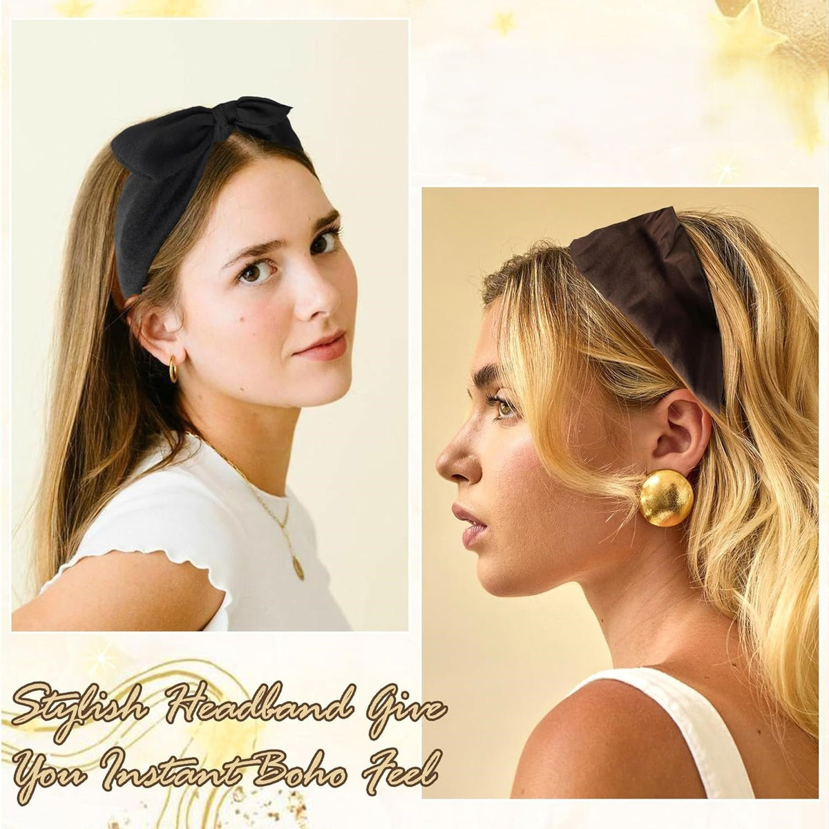 🎀6 Pcs Short Bow Headbands for Women🌸