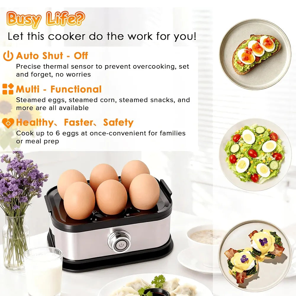 🔥HOT SALE🔥🥚🥚 Fast 6-Egg Cooker – Quick Breakfast Egg Boiler & Steamer