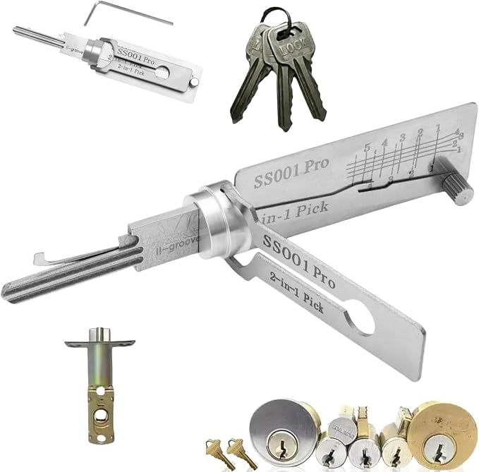 🎉⚒️Stainless Steel Master Key Decoder, SS001 Pro Lock Pick Tool for Beginners, Practical Locks for Lock Lock,Lock Pick Set(Only applicable to Flat Key Lock)